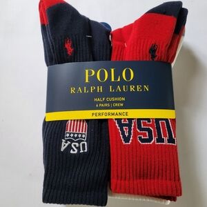 Polo Ralph Lauren 6-pack classic sport crew socks 6pk Pony Logo size L 6-12